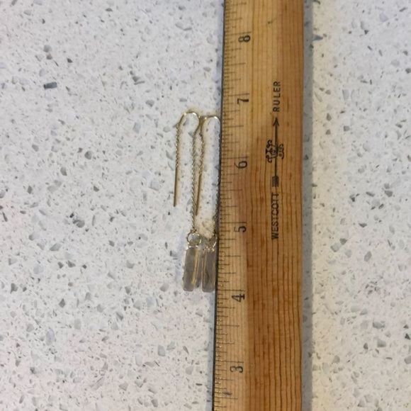 157. Sterling Silver Swarovski crystal Column shape threader earrings NEW - Picture 4 of 9